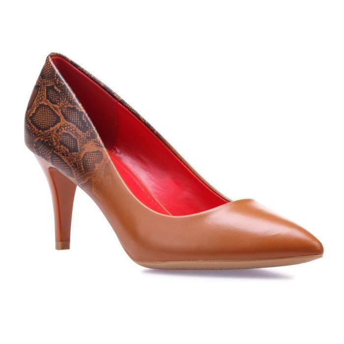 Escarpins Camel En Simili Cuir A Degrade Python Achat Vente Escarpins Camel En Simili Pas Cher Cdiscount