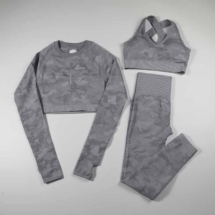 Ensemble Sport Camouflage Fille - Crop Top Et Legging - Taille 5-14 Ans - Pour Yoga, Danse, Fitness - Polyester/Spandex - 2
