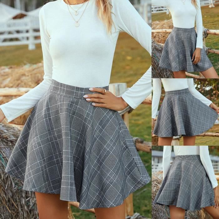 Jupe En Jean Taille Haute Avec Ourlet Festonné - Style Décontracté Femme (Cupshe, 90% Coton) - 9