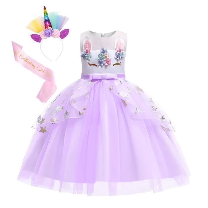 Robe Licorne Princesse Fille - AMZBARLEY - Tulle multicouches - Violet -  Cdiscount Jeux - Jouets