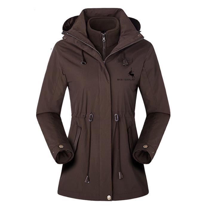 Veste de Ski Femmes uni Montagne Outdoor dhiver Chaud Imperméable Coupe-Vent Randonnée pour Voyage WZ1383B8 Café
