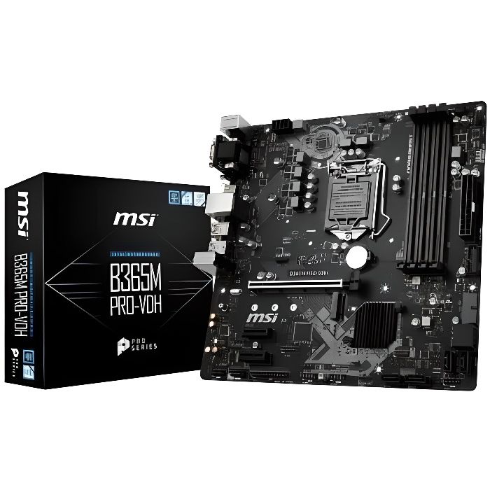 Carte mère MSI B365M-PRO-VDH M ATX / 4DDR4 / VGA /HDMI /DVI 1 X M 2.0 / 6 SATA 3 / USB 2.0/ USB 3.0 / USB type C