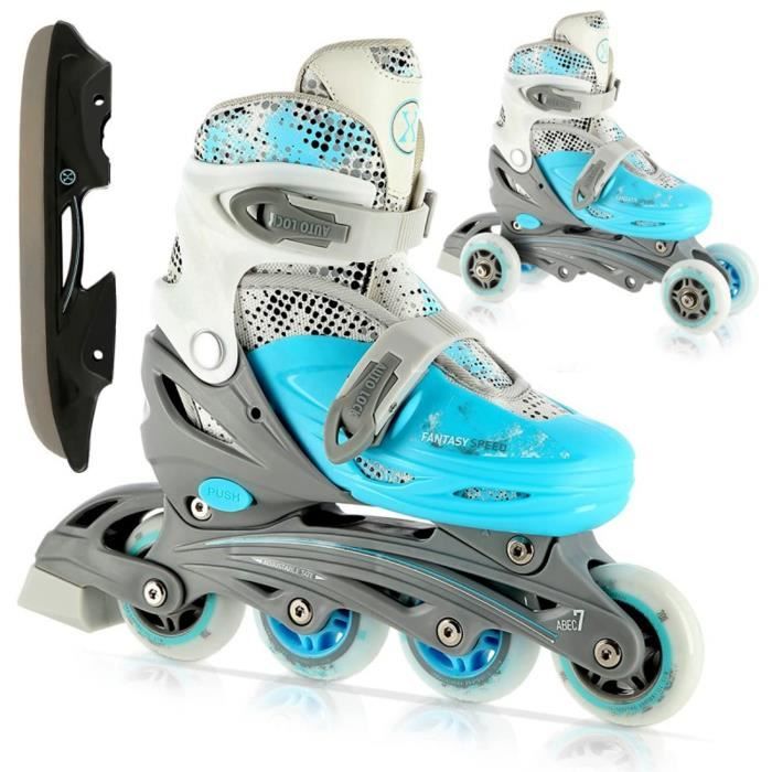 PATINS A GLACE 4 EN 1 - REGLABLES - NH18331 S BLEU NILS EXTREME 16