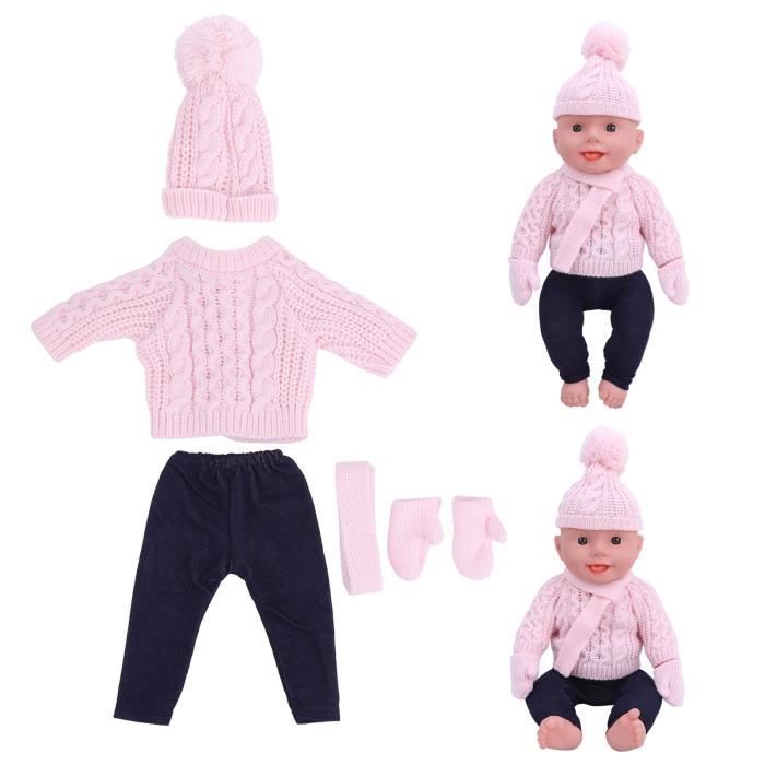 Omabeta Chandails de poupée Vêtements de Poupée Chandail Pantalons Chapeaux jouets poupee Q18-786 Pull rose clair 43cm Shaf Doll