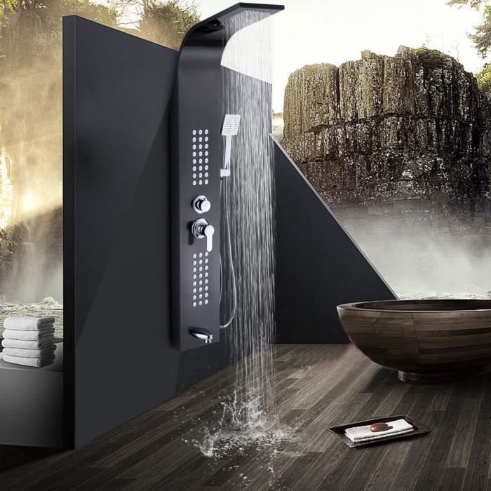 Panneau De Douche En Acier Inox Avec Hydromassante Noir Cdiscount Bricolage Panneau De Douche En Acier Inox Avec Hydromassante Noir Cdiscount Bricolage