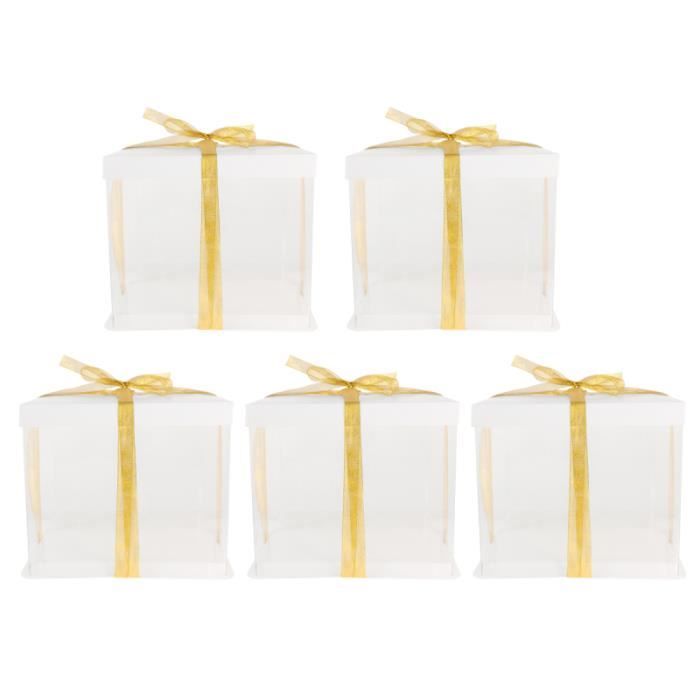 5pcs Boite De Gateau D Anniversaire Transparente Boites D Emballage De Etui De Rangement De Boite A Dragees Cdiscount Maison