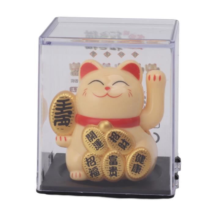 NOBRAND Solaire Mignon Chat Ondulant Chat Faisant Signe Porte-Bonheur Richesse Bienvenue Boutique de Chats Décoration de Voiture (Blanc