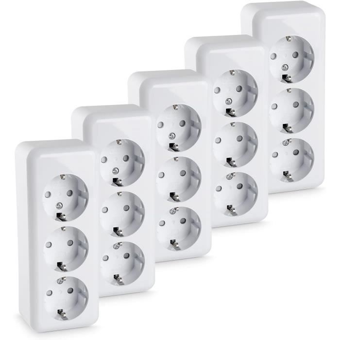 5 Prises Murales Haut-parleur Avec Fiches Banane - Blanc, Dimensions 86x86mm, Diamètre Fiche 13mm - Pour Installation Audio