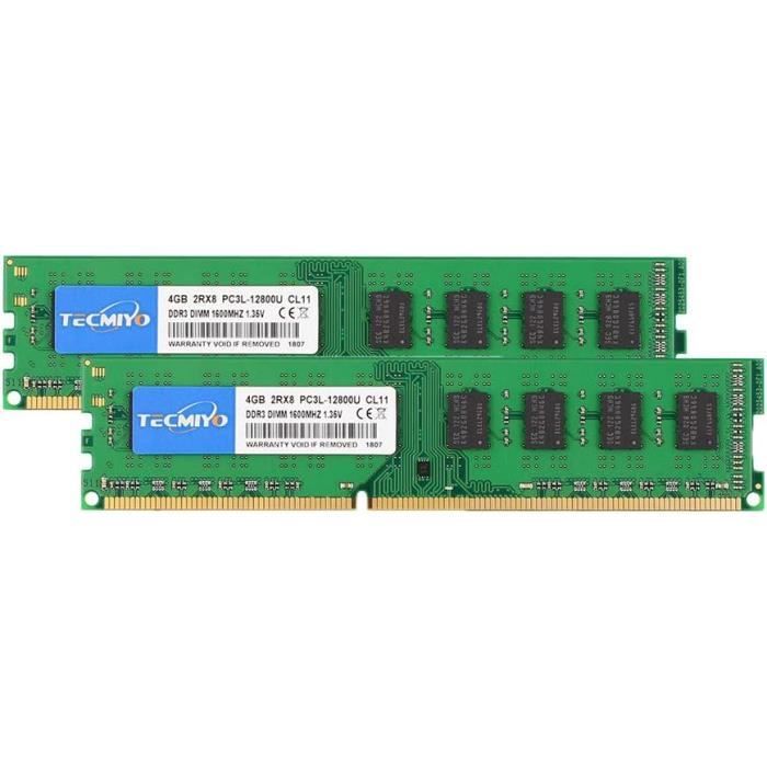 16 Go RAM Micron (2x8 Go) DDR3L-1600 PC3L-12800U – Mémoire Bureau – Occasion
