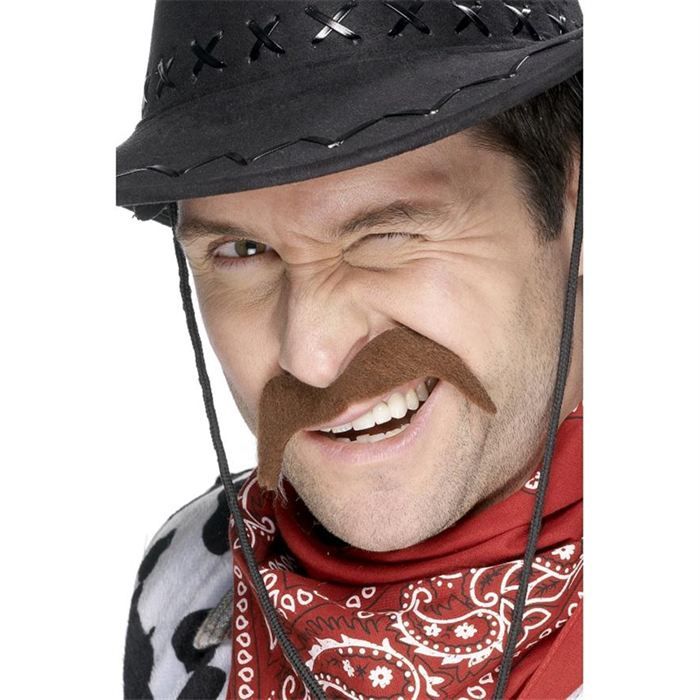 Moustache de cowboy western - SMIFFY'S - Marron - Auto-adhésive