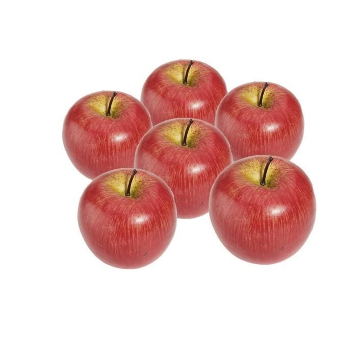 Haudang R Lot de 6 pommes décoratives en plastique Rouge
