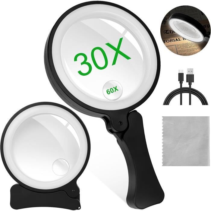 Loupe de Lecture Pliable avec des Perles Lumineuses,Loupe Grossissante