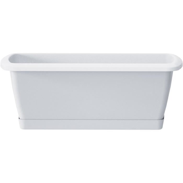 Jardinière De Balcon Boardee 38x14x13 Cm - 4,9L, Blanc, Plastique Résistant Gel, Pour Fleurs, Herbes Aromatiques - 4