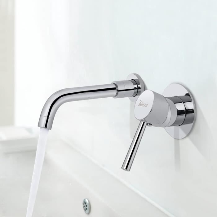 Robinet Lavabo Salle De Bain PHASAT - Acier Inoxydable Doré - Bec Haut - Mitigeur Eau Chaude/Froide