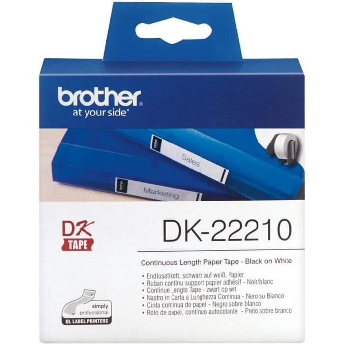 Ruban Adhésif Brother Blanc 12 Mm X 8 M - Impression Thermique Directe, Texte Noir - Pour étiqueteuses Brother - 9