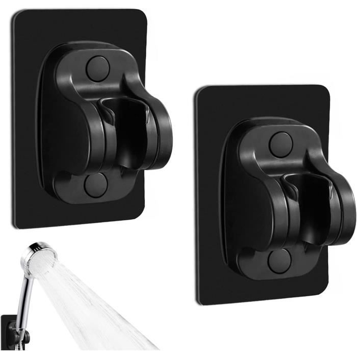 Support Réglable Pour Pommeau De Douche - Acier Inoxydable Noir, Avec Crochet - 7