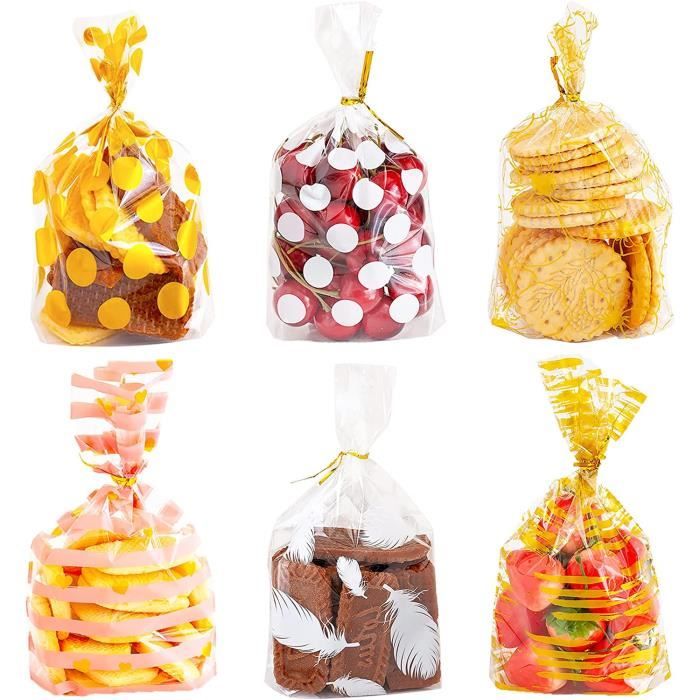 48 Pièces Sac Plastique Transparent,Sachet Bonbon,Sachet Transparent