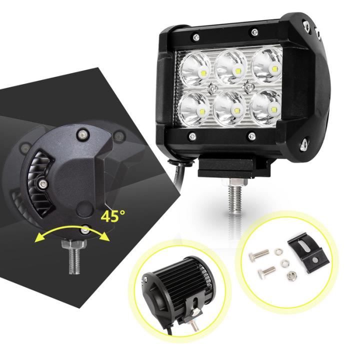 Barre LED De Travail 24W - Projecteur Offroad Pour 4x4, SUV - Blanc, 12V, 6 LEDs - Neuf Avec Kit De Fixation