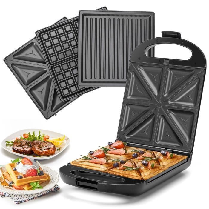 Taylor Swoden Bruno - 3 en 1 : appareil à sandwich gaufrier gril. 1200W 0% BPA Peut contenir 4 sandwichs