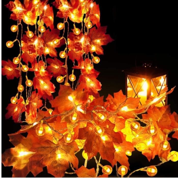 tmishion guirlande lumineuse led feuilles d'érable pour décoration automnale