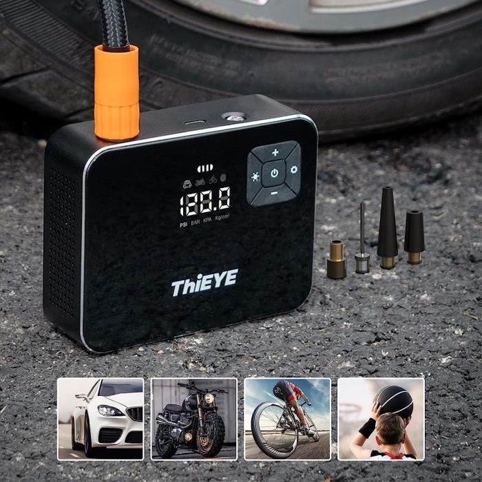 Fanttik X8 Gonfleur de pneu portable, léger pour pneu de moto, compresseur d'air sans fil, batterie rechargeable, 150 psi avec écran numérique et LED pour vélo électrique, vélo, voiture