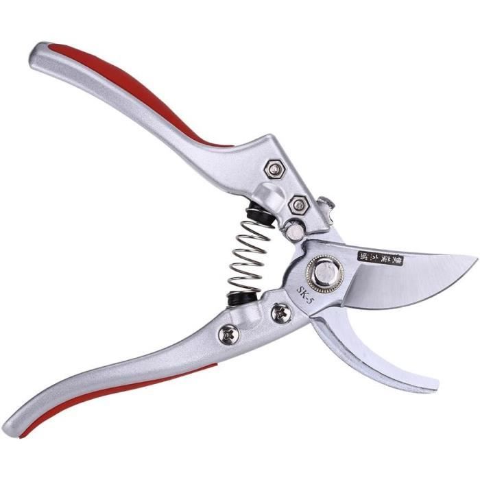 Cisaille à Gazon, Sécateur à Lame Droite - Longueur Totale 20 Cm, Lame 6 Cm - Acier Inoxydable - Pour Jardin, Bonsaï, Arbres Fruitiers - 8