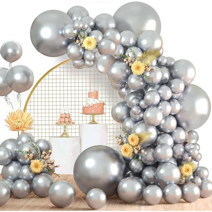 12 Ballons Aluminium 4D Argentés – XXL – Fête, Anniversaire, Mariage – Réutilisables