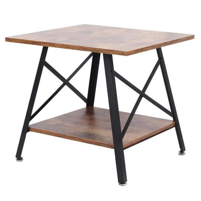 Table Basse Industrielle Palazzo INT – Bois, Roulettes, Tiroirs – Style Loft – Marron – Neuf