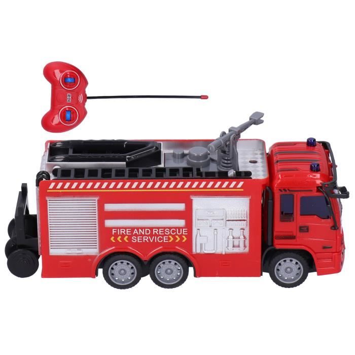 Camion de pompiers t l command avec son lumi re et pulv risation