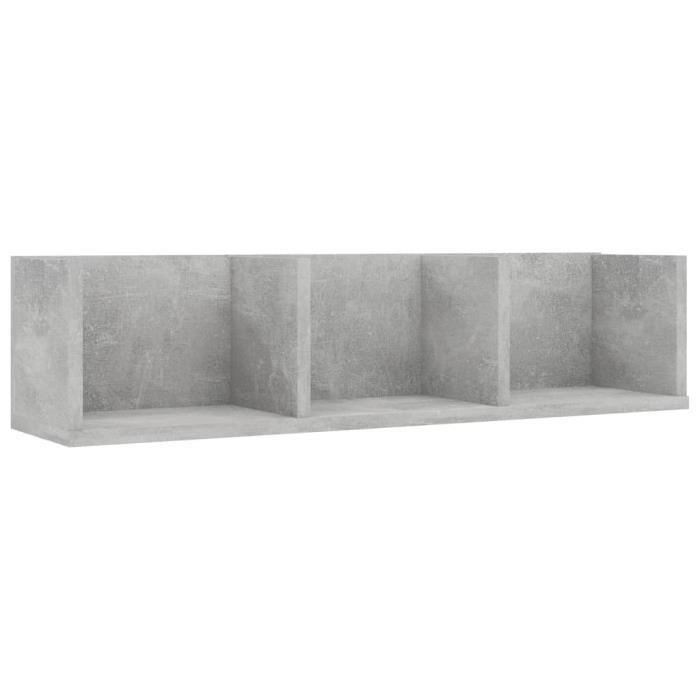 Étagère murale à CD - VIDAXL - Gris béton - Contemporain - Design - 75x18x18 cm