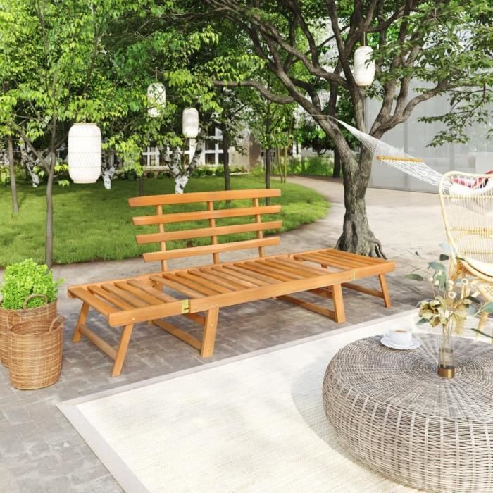 Banc de jardin 2-en-1 VIDAXL - Bois massif dacacia - Style naturel - Pour 2 personnes