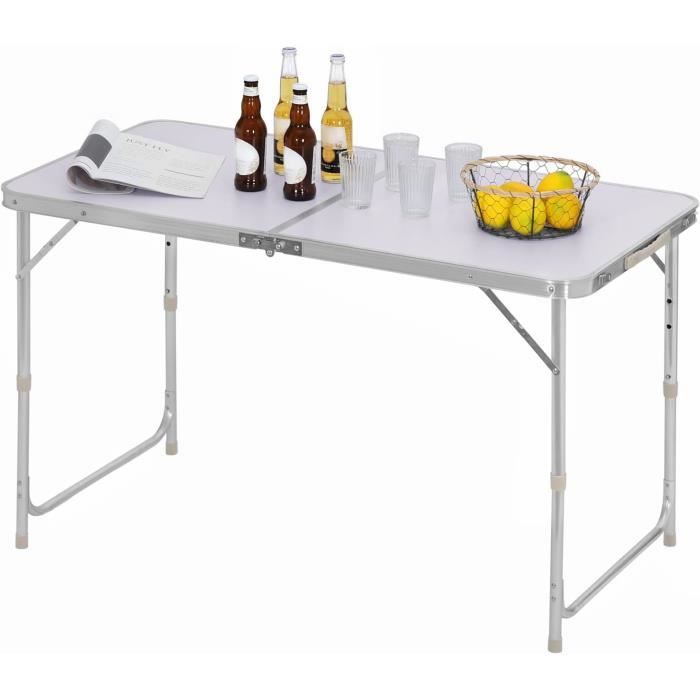 FURFIMU Petite table pliante, 3 hauteurs réglables, table de camping  portable, table pliante d'extérieur avec filet en maille, table de plage  pliante