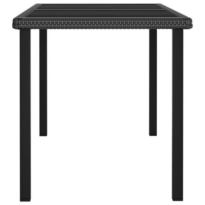hua - tables de jardin - table à dîner de jardin noir 140x70x73 cm résine tressée - yosoo - dx14677