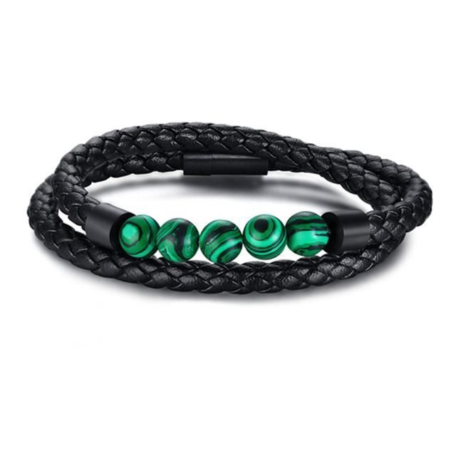 Bracelet Cuir Noir Homme 22.5 Cm – Fermoir Magnétique Puissant & Look Élégant – Idée Cadeau Parfaite