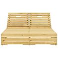 Transat chaise longue bain de soleil lit de jardin terrasse meuble d exterieur double 198 x 135 x (30 75) cm bois de pin-1
