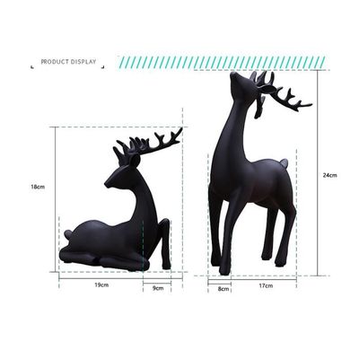 Figurines De Rennes De Noël En Résine - Lot De 2 Statues (assis Et Debout) Pour Décoration Maison Et Bureau