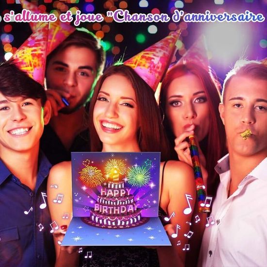 Carte D'anniversaire Pop-up 3D Avec Enveloppe - Cadeau Original Et Décoratif Pour Femme, Sœur, Amie