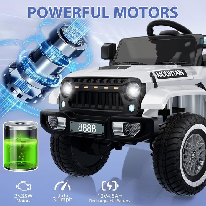 Voiture de police électrique pour enfants 12V avec télécommande, sirène et lumières clignotantes, âge 3-5 ans, noir | Leroy Merlin