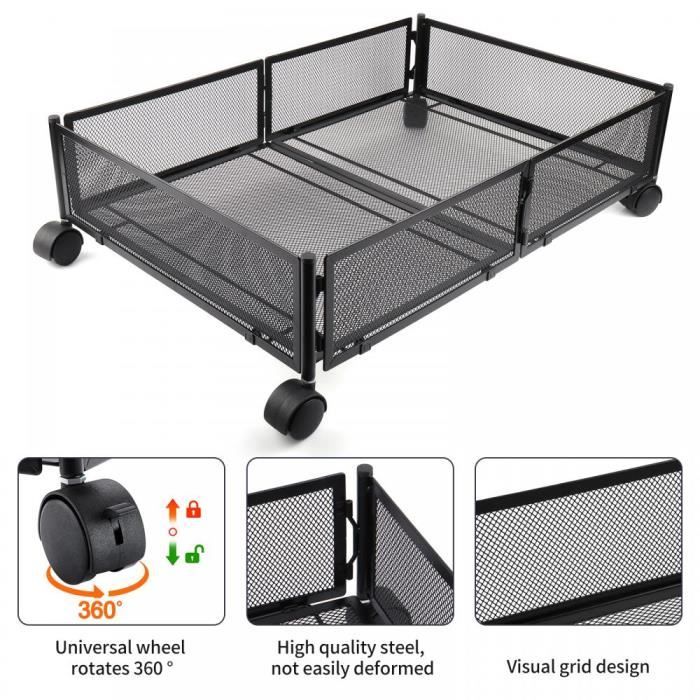 OUUTMEE Lot de 2 Rangement sous Lit avec Roulettes, 50L Boîte de Rangement sous Lit Pliable avec Couvercle en PVC et Structure Métallique pour Vêtements, Chaussures, Jouets, Couvertures, Gris