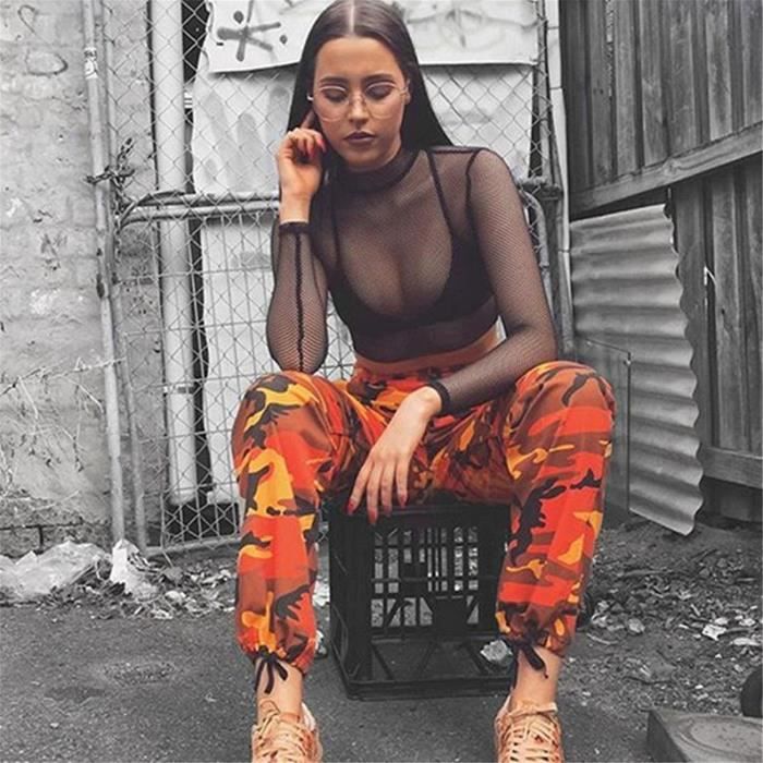 Pantalon Femme Camouflage Jogging Casual Sports Pants Taille Haute Trousers Jeans Orange Orange Cdiscount Sport