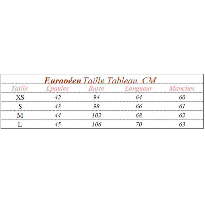 Taille 44 veste on sale homme correspondance