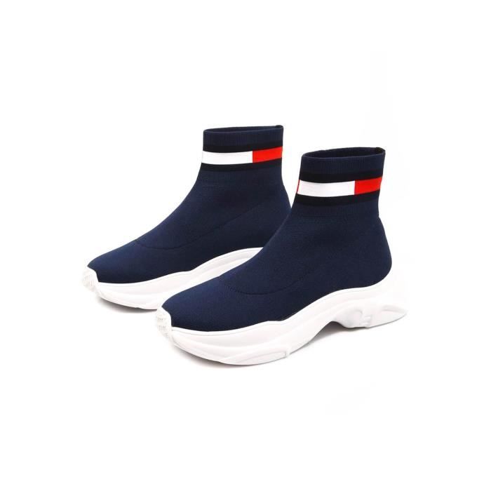 Baskets Chaussette Tommy Jeans Bleu marine pour Femme Blue Cdiscount Chaussures