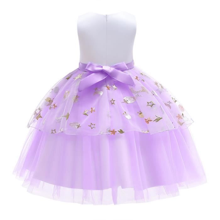 Robe Licorne Amzbarley pour Fille - Costume de Princesse Violet