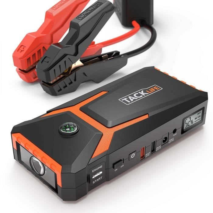 Démarreur de Batterie de Voiture Orange 12V TACKLIFE, Booster de Démarrage  Portable 18000mAh avec écran LCD - T8 - Cdiscount Auto