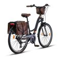 Un vélo de ville pour femme de 26-28 pouces avec cadre en aluminium [Noir, 26 pouces]-2