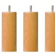 4 pieds cylindriques bois naturel 15 cm-2
