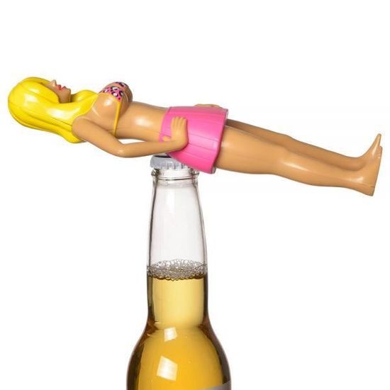 Wahou 36-1F-014 Décapsuleur ouvre-bouteille Femme blonde Brenda Beige jaune et rose Métal et plastique 