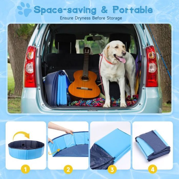 Piscine pliable pour chiens, animaux et enfants, pataugeoire portable en PVC 80x20 cm, bleue | Leroy Merlin