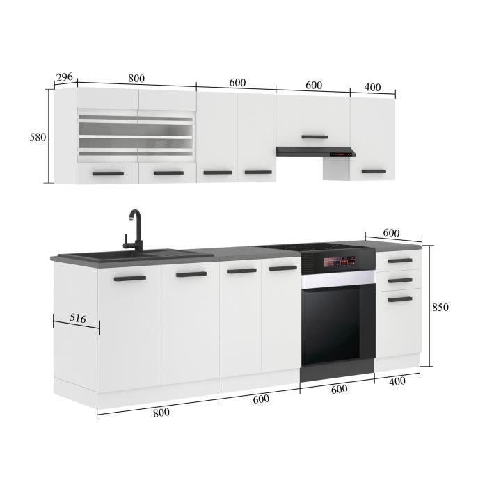 Cuisine Complète - B BELINI GROUP - LILY - Ébène Royal - 240 cm ...