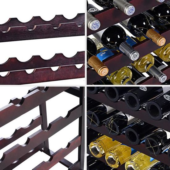 Costway Porte Bouteilles En Bois Etagere A Bouteille Cave A Vin